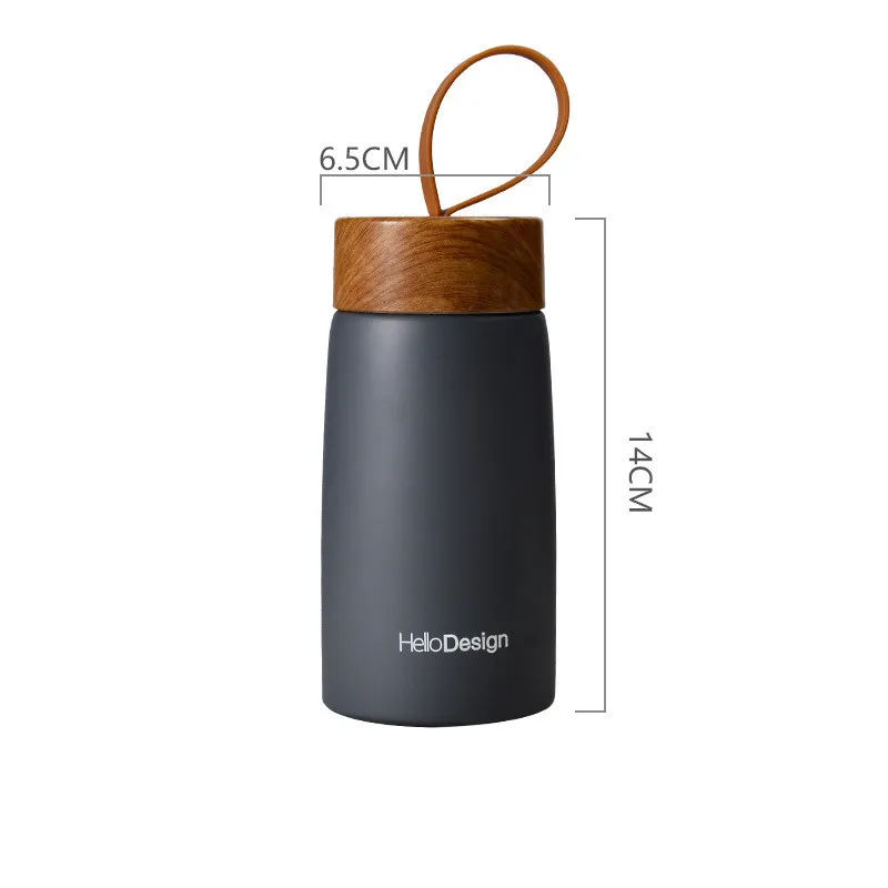 Wood grain 304 stainless steel mug 280ml - Grey