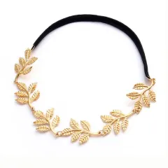 Simple metal tree leaf headband - Gold - View 1