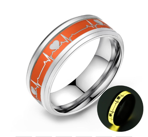 ECG Couple Carbon Fiber Ring Luminous Jewelry Yellow - Shop at LoveMi