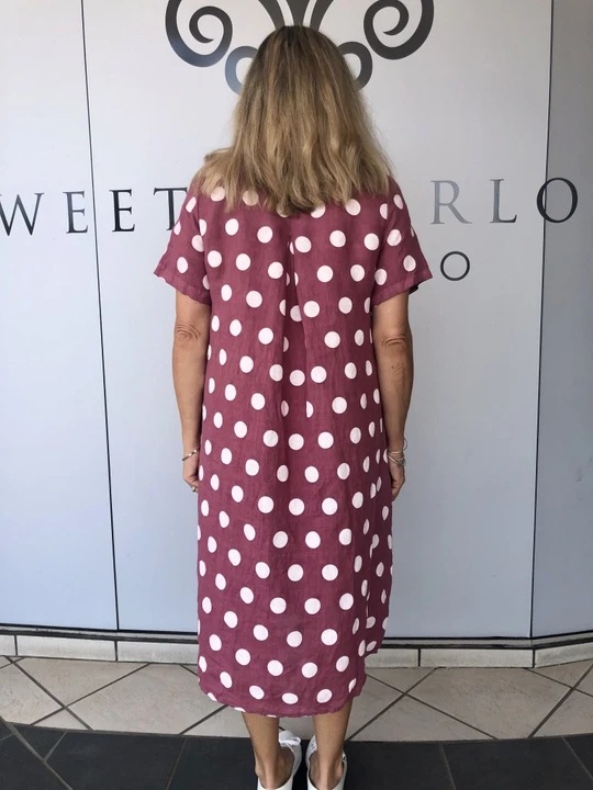 Polka Dot Print Pocket Loose Short Sleeve Dress