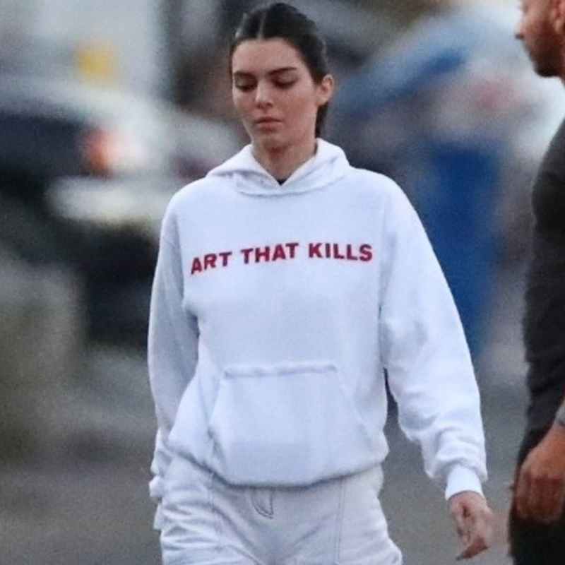 Simple humorous letters loose hooded sweater women