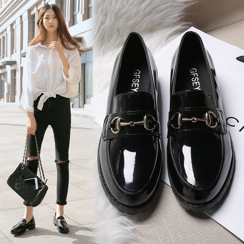 British leather platform casual shoes
