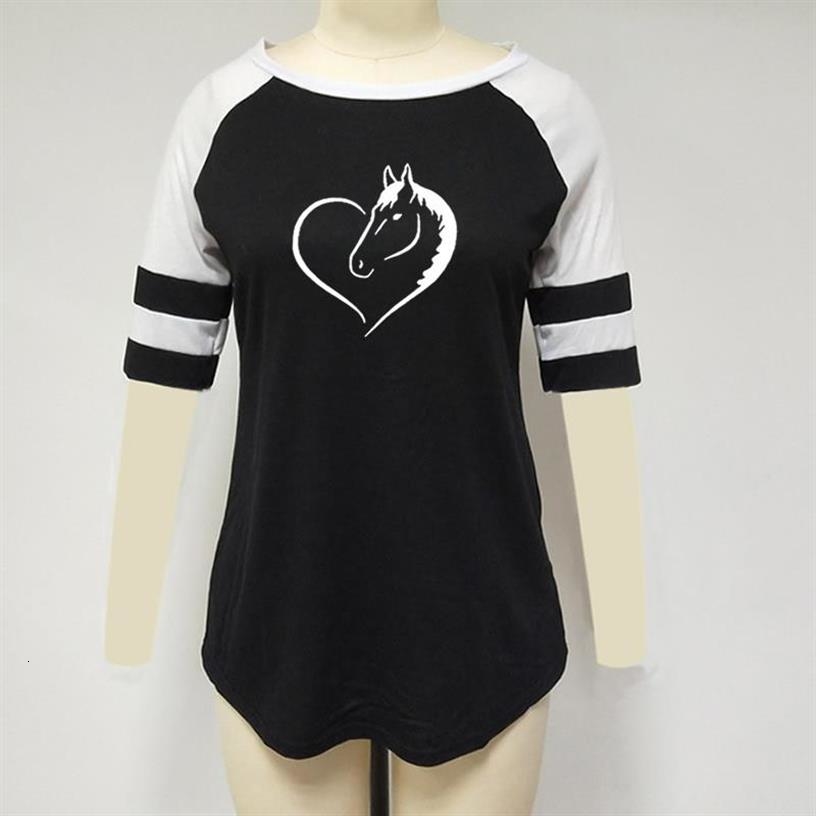 Horse print round neck short sleeve