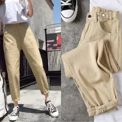 The new jeans female dad nine points turnip high waist harem pants were thin and versatile - Khaki - View 1