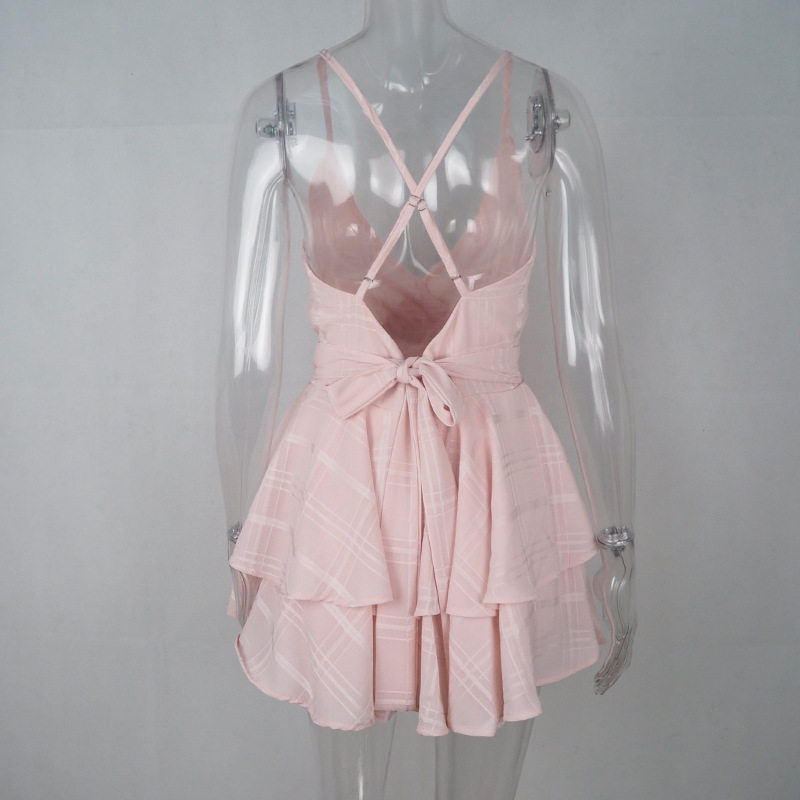 Checked Chiffon Suspender Jumpsuit