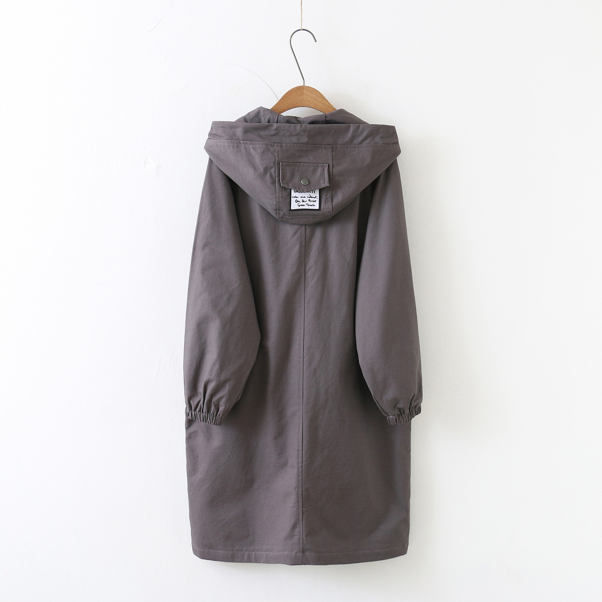 Thin hooded long windbreaker casual long coat
