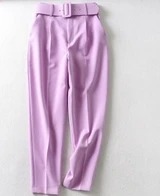 Women's solid color high waist trousers Lilac - Shop at LoveMi