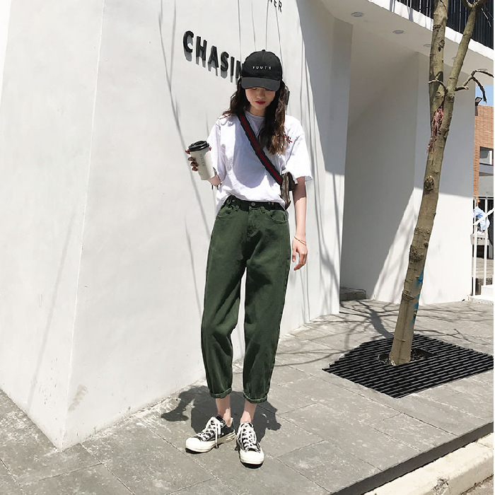 The new jeans female dad nine points turnip high waist harem pants were thin and versatile