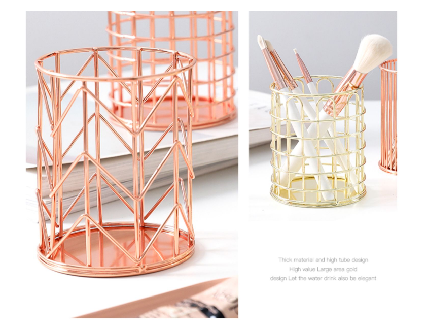 Gold iron pen container