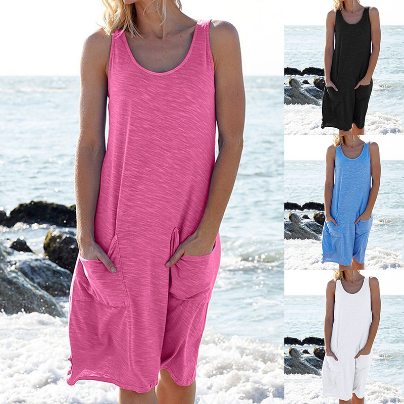 Sleeveless knitted casual vest dress