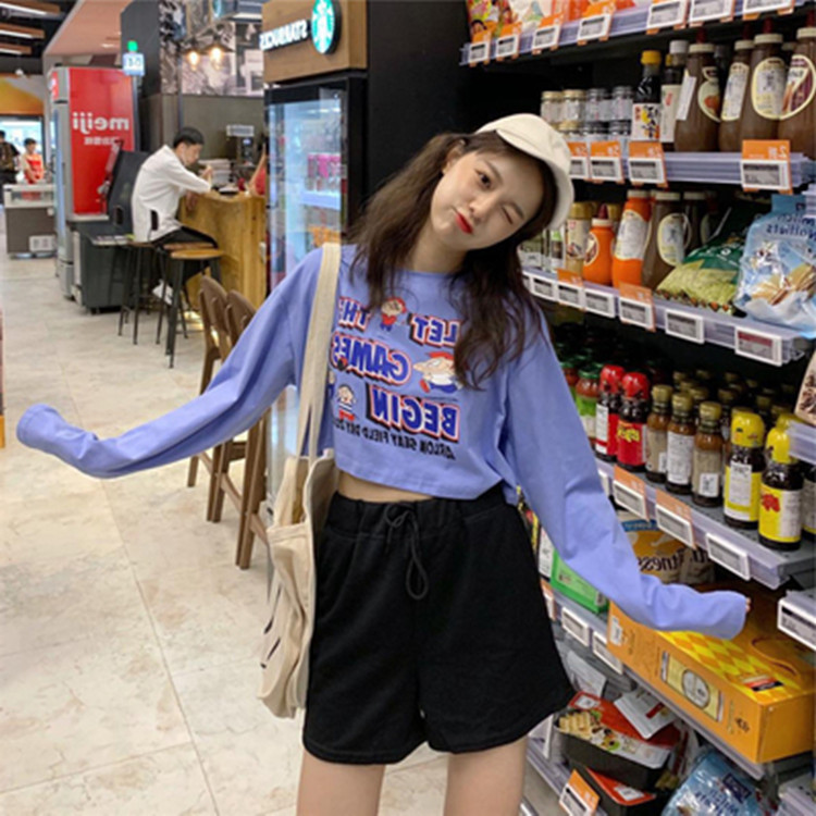 Loose exposed navel short coat net red