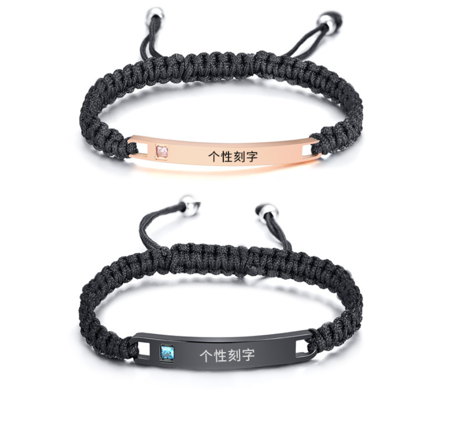 Stainless steel inlay blue and pink zircon bracelet