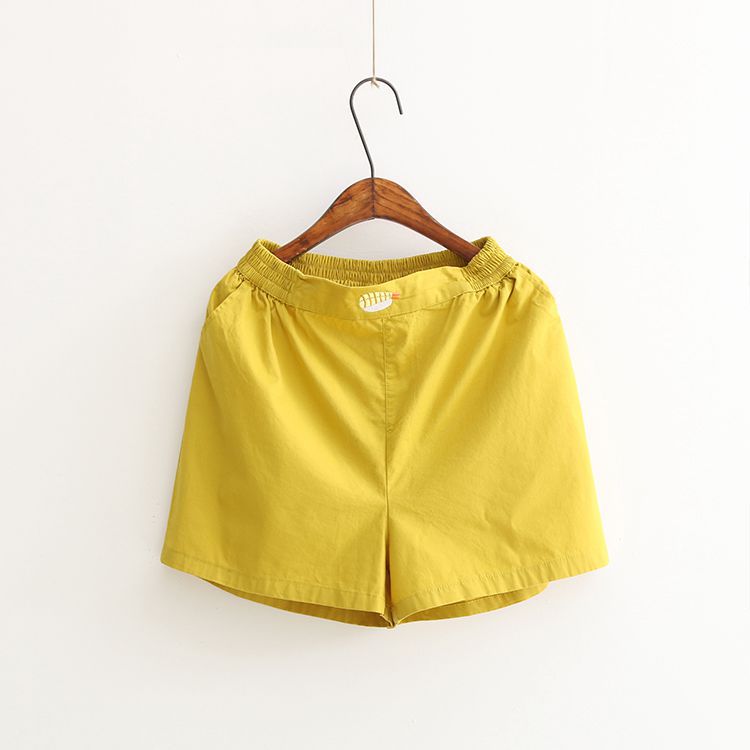 Candy color casual shorts Yellow - Shop at LoveMi