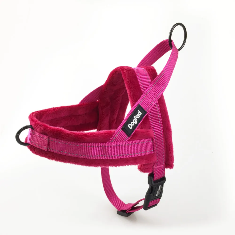 Fleece Adjustable Vest With Pet Chest Harness - Rose Red