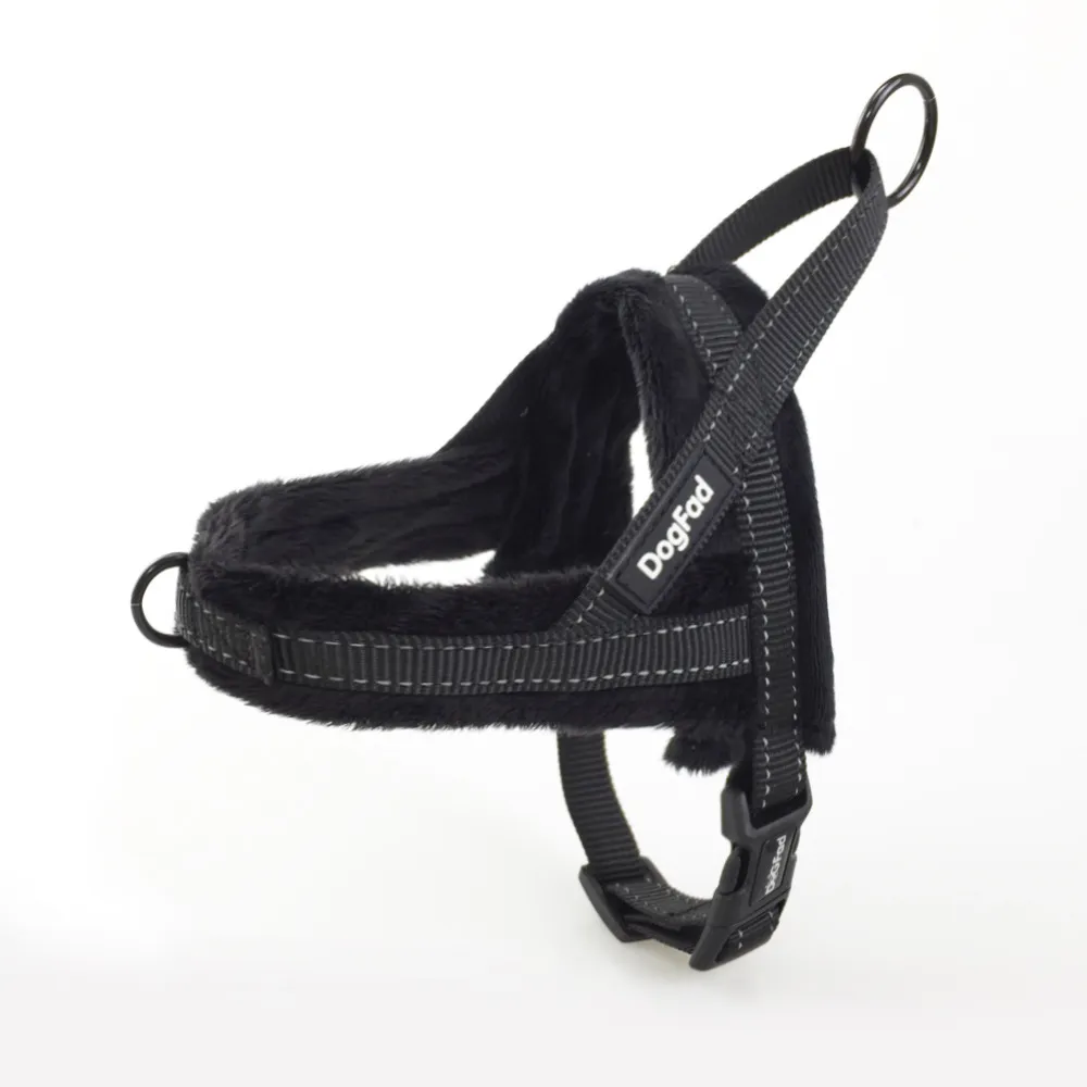 Fleece Adjustable Vest With Pet Chest Harness - Black