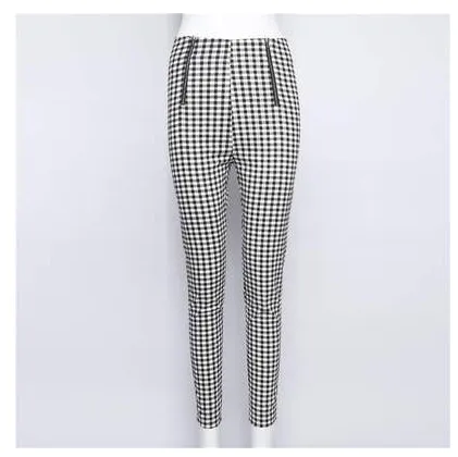 Plaid high waist casual pants Black - Shop at LoveMi