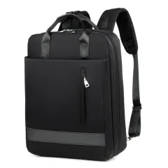 Business shoulder computer bag with external charging port - Black - View 1