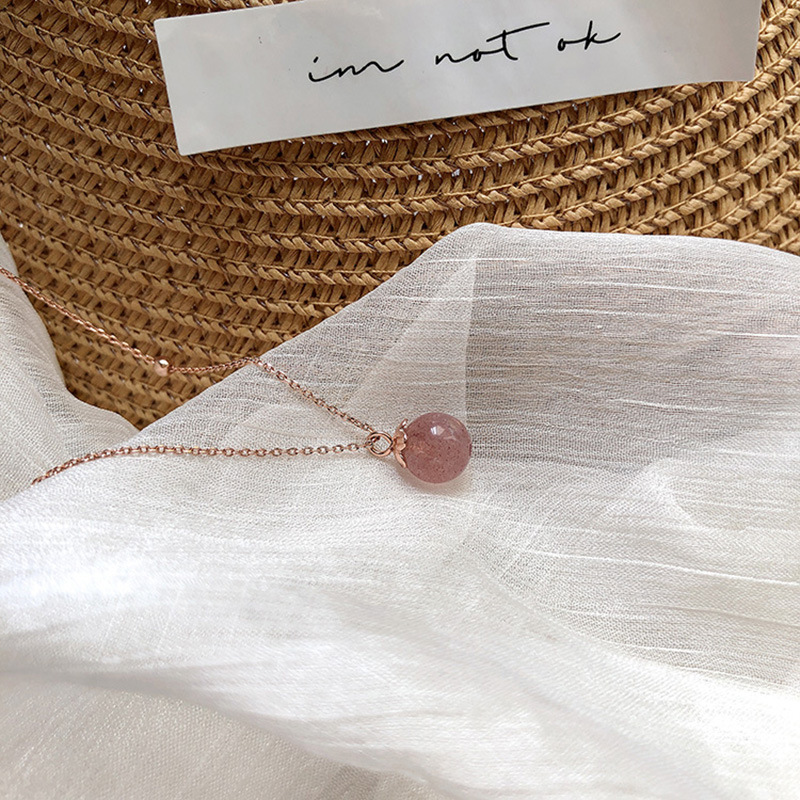 Natural Strawberry Crystal Pendant Necklace