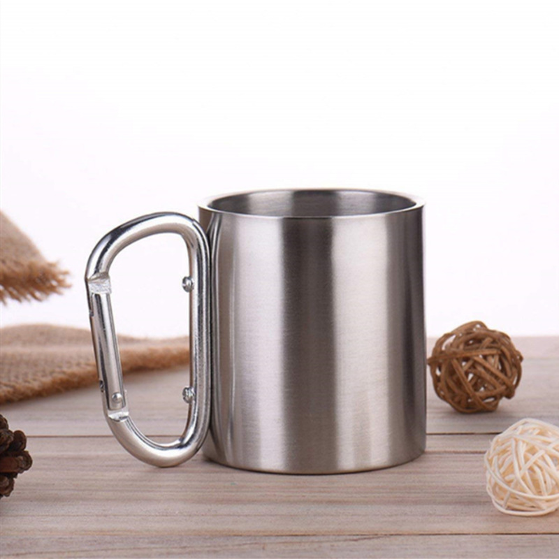 Double-layer stainless steel carabiner handle cup