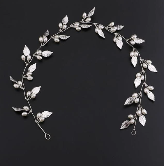 Bridal handmade pearl hair band Silver - Shop at LoveMi