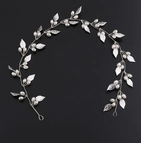 Bridal handmade pearl hair band Silver - Shop at LoveMi