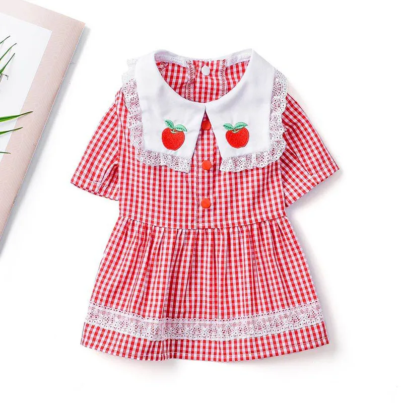 Strawberry embroidery pet clothes - Red