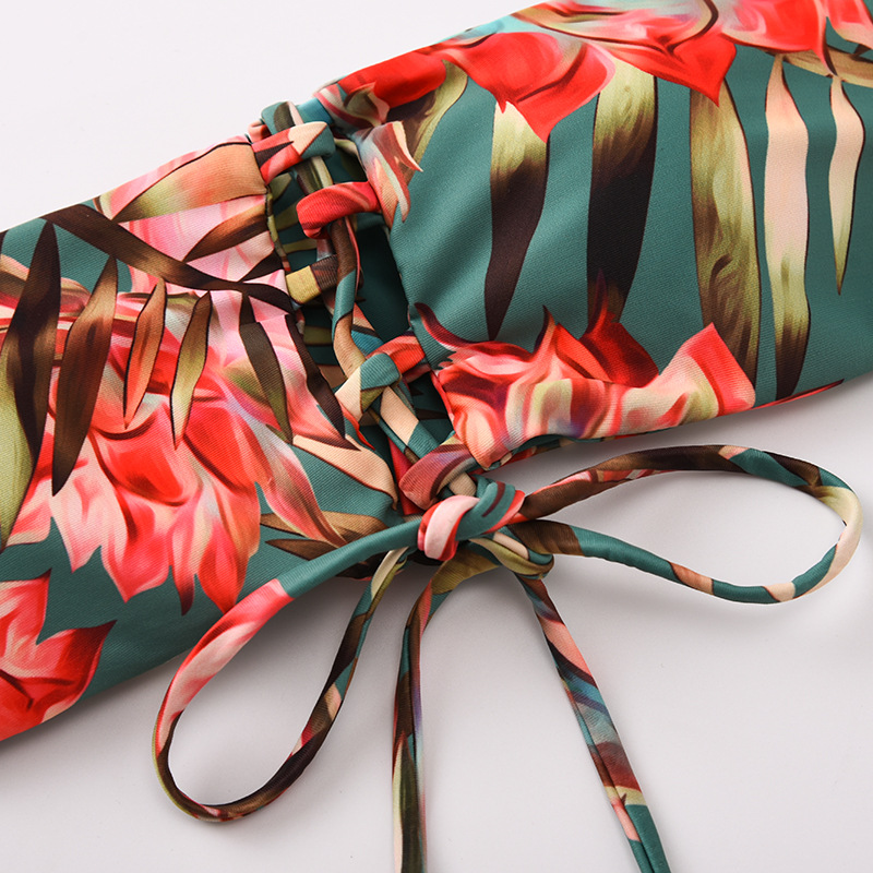 Leaf print split bikini