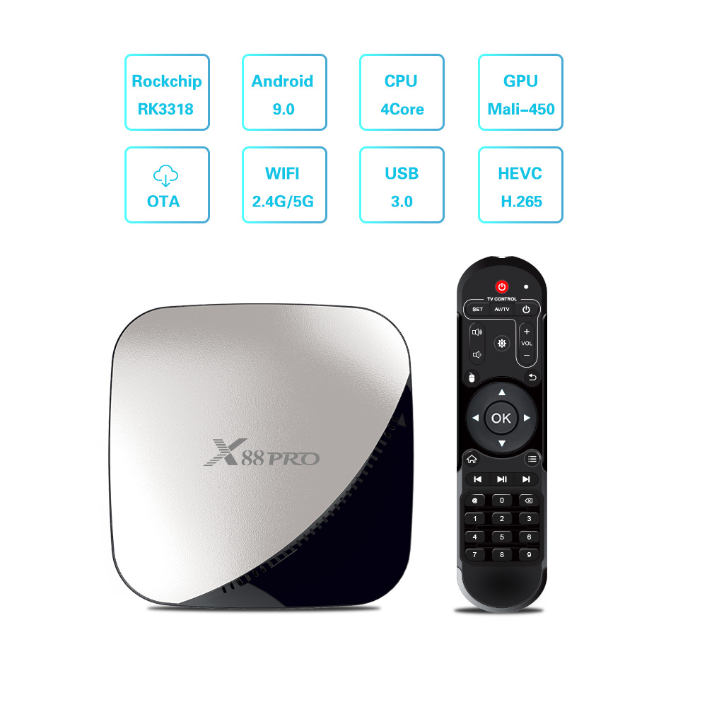 Android TV Box X88Pro RK3318 2GB 16GB 4K Media Player WiFi HDMI Streaming Smart