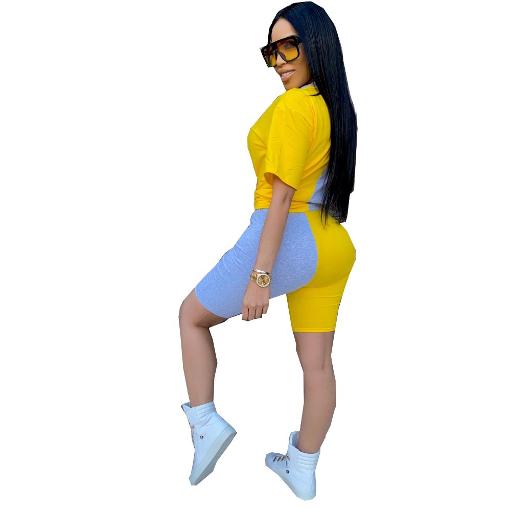 Contrast color tight casual sexy suit