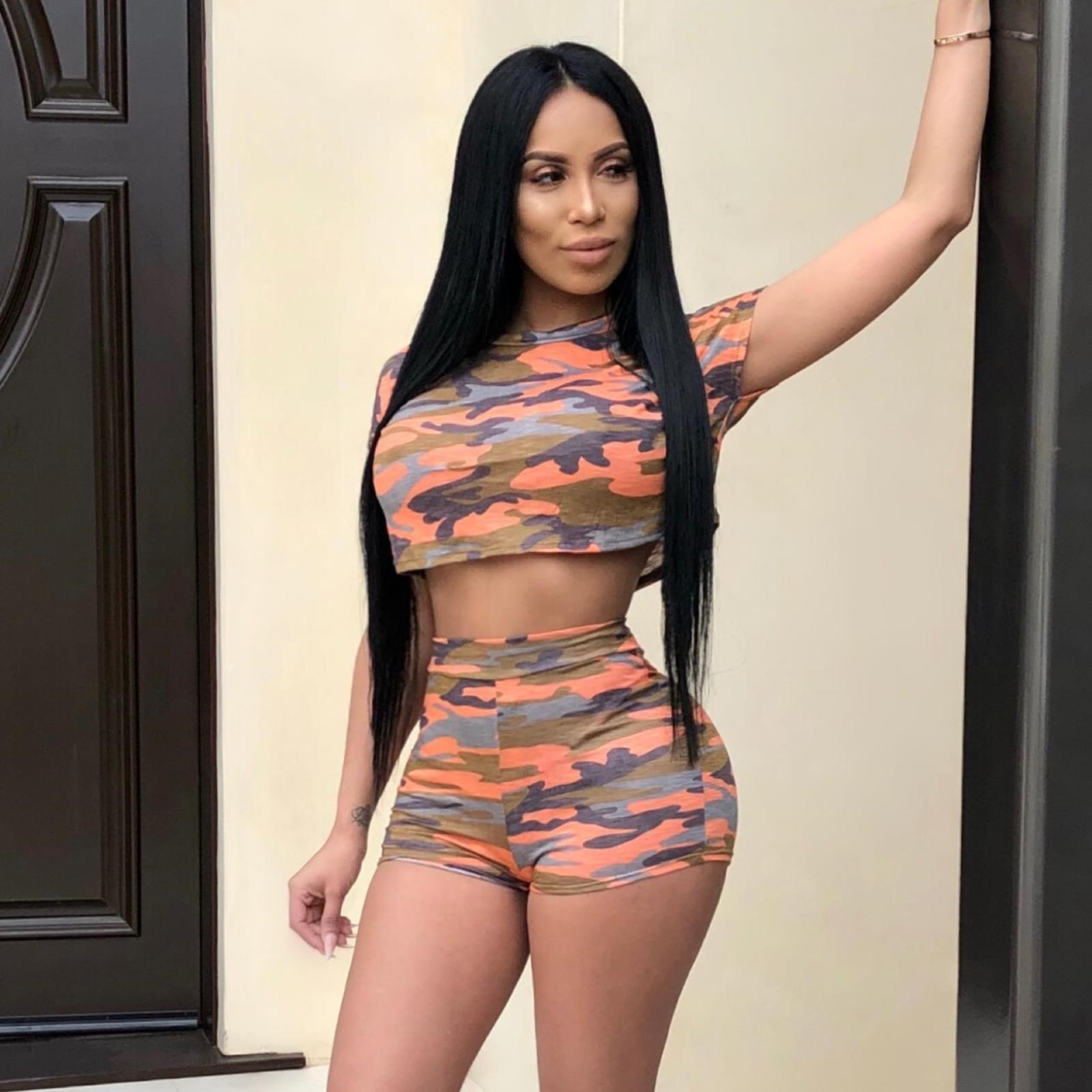 Slim slim camouflage two-piece suit female