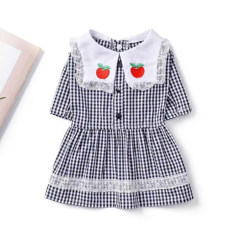 Strawberry embroidery pet clothes - Blue