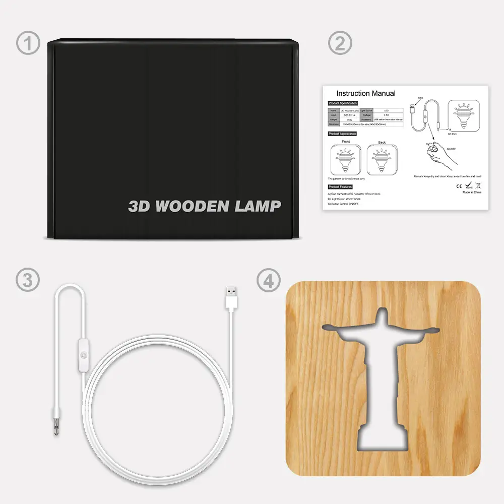 Solid wood hollow night lamp