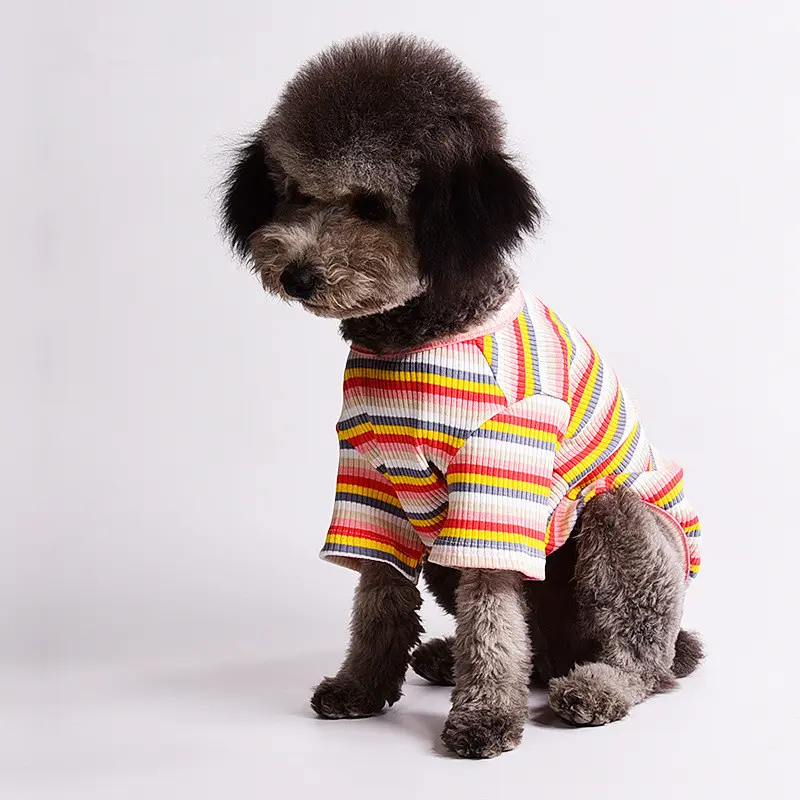 Summer Thin Cotton Breathable Striped T-shirt for Dogs