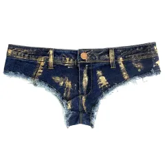 Sexy women's jeans denim shorts - Blue - View 1