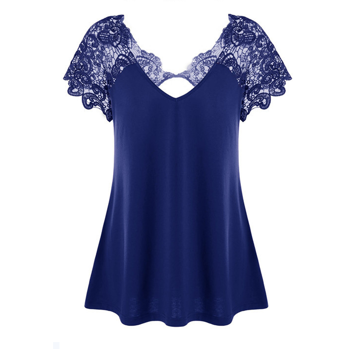Ladies fashion lace short sleeve T-shirt