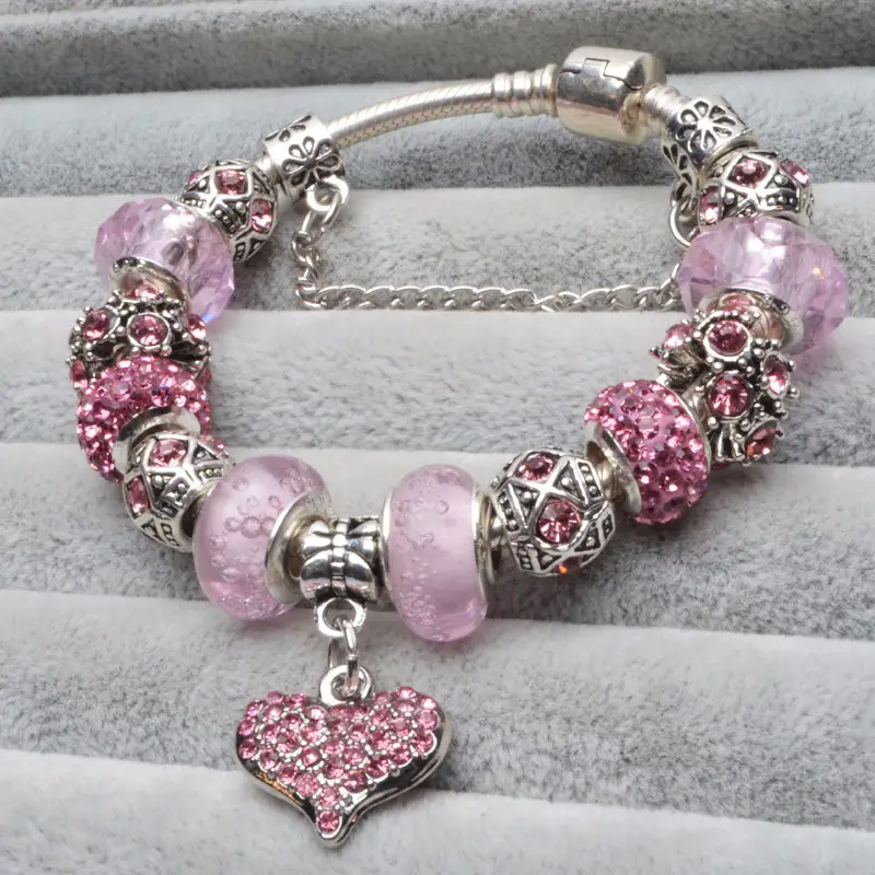 Female crystal ladies pink bracelet