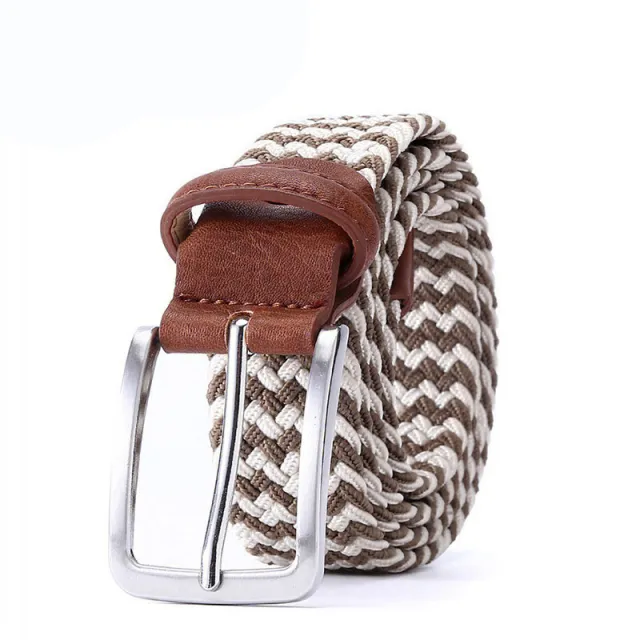Needle buckle elastic elastic waistband Brown White - Shop at LoveMi