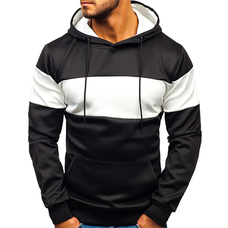 Men's stitching long sleeve hooded sweatshirt