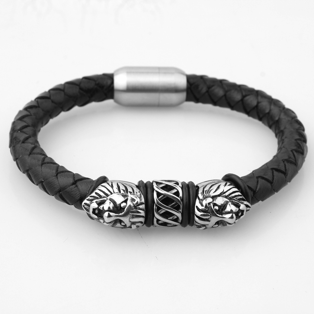 Title 4, Aus Leder geflochtenes Leichtmetallarmband