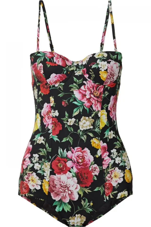 Retro printed one piece swimsuit Black - Shop at LoveMi