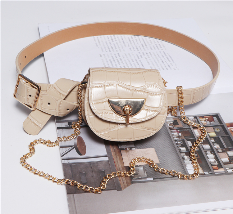 Detachable belt and chain pouch Beige - Shop at LoveMi
