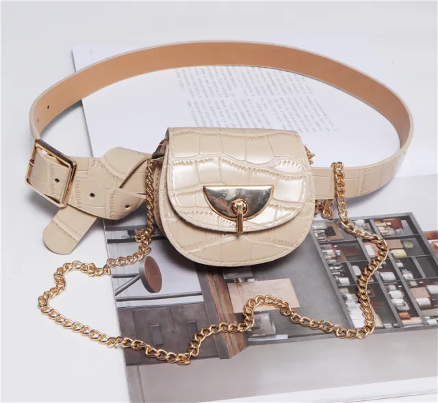 Detachable belt and chain pouch Beige - Shop at LoveMi
