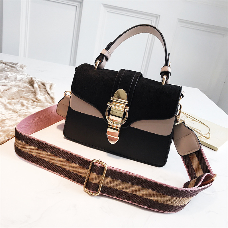 One shoulder messenger contrast color frosted portable small square bag