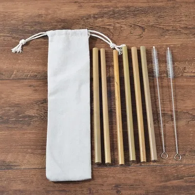Eco Friendly Bamboo Toothbrush Sets 6 Pcs Straws - Shop at LoveMi