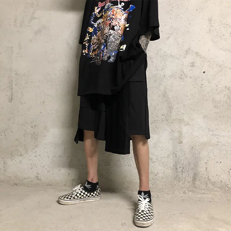 Japanese irregular cut five-point pants