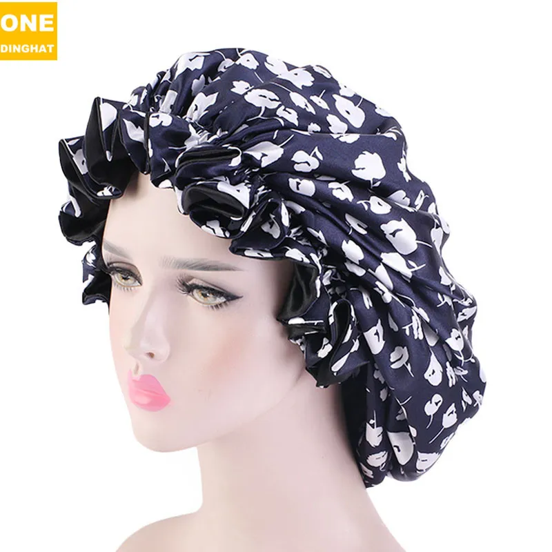 Plus size hair care home hat - Navy