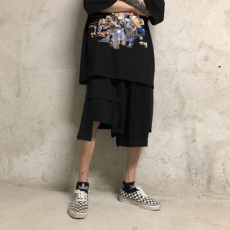 Japanese irregular cut five-point pants