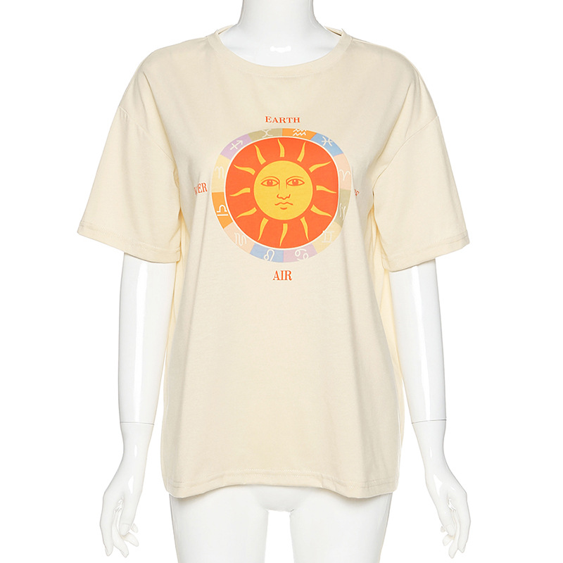 Fashion printed round neck short sleeve T-shirt