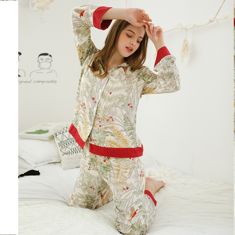 Casual sateen grass print suit