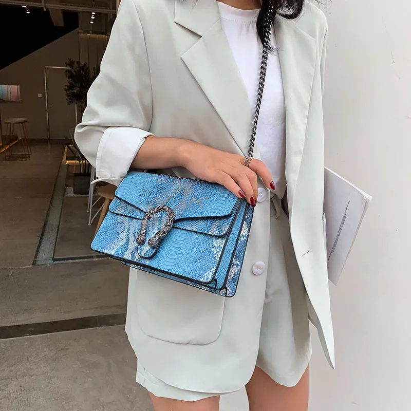 Snake cross shoulder bag - Blue